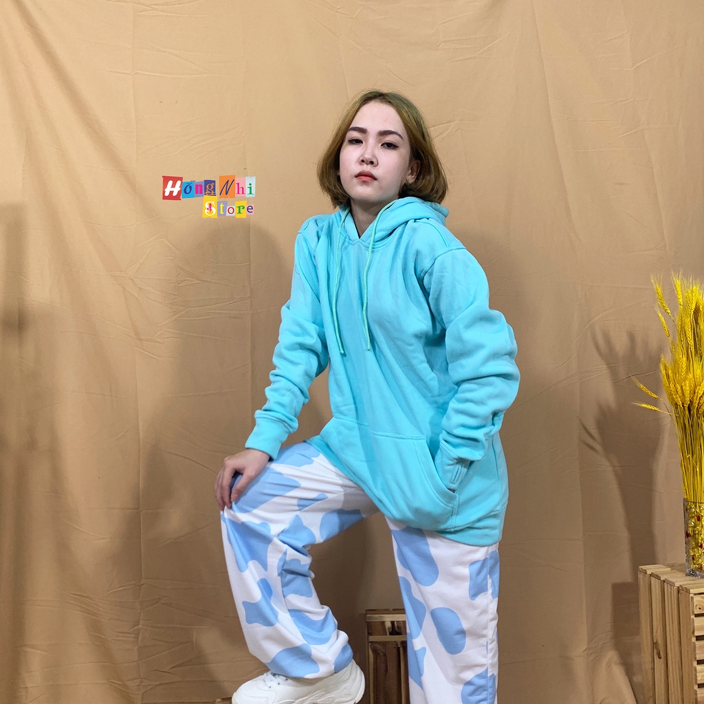 Áo Khoác Hoodie Trơn Ulzzang Unisex Màu Xanh Ngọc Chất Nỉ Bông Cao Cấp Dáng Rộng Nam Nữ - MM