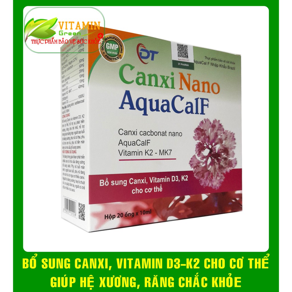 CANXI NANO AQUACALF CANXI NANO HỮU CƠ KẾT HỢP VITAMIN D3 K2 GIÚP XƯƠNG RĂNG CHẮC KHỎE