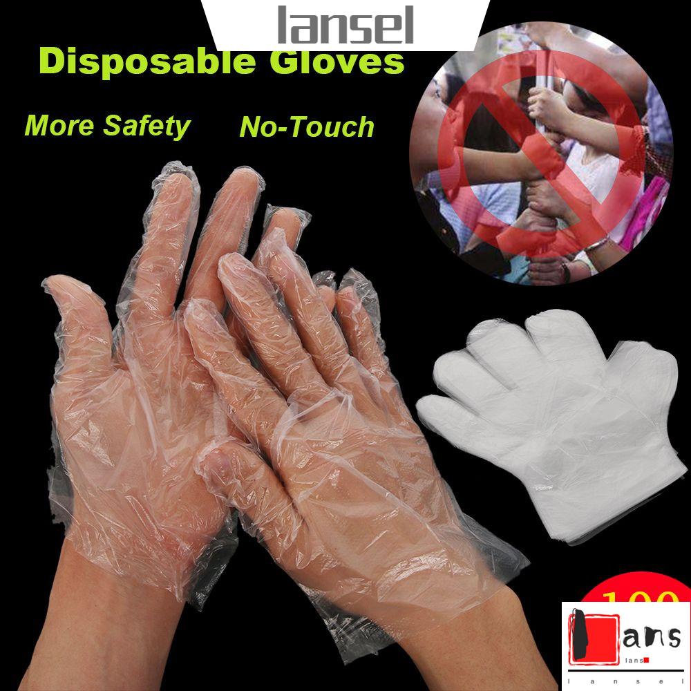 100 Găng tay nhựa Polythene dùng một lần vệ sinh thiện dụng an toàn cho thực phẩm trong nhà bếp/ nhà hàng