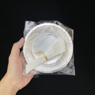 (Giá Xưởng) Đĩa Muỗng Giấy Bánh Kem Sinh Nhật Màu Bạc Cao Cấp ABSHOP COM VN