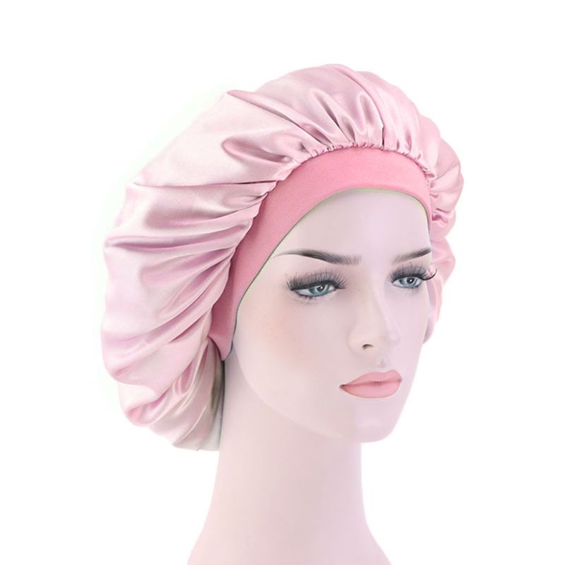 Mũ Trùm Đầu Ngủ Bằng Lụa Nhân Tạo Màu Sắc Ngọt Ngào Co Giãn Tốt Tiện Dụng Cho