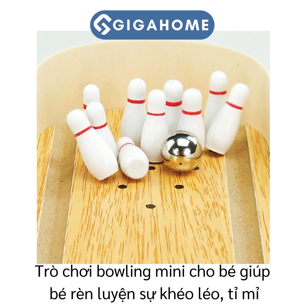 Bộ Đồ Chơi Bàn Bóng Bowling Mini Bằng Gỗ Cho Bé Giải Trí GIGAHOME 6407