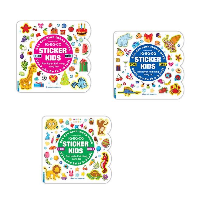 Sách - Combo (tập 1, tập 2, tập 3) Bóc dán hình thông minh IQ - EQ - CQ - Sticker for kids