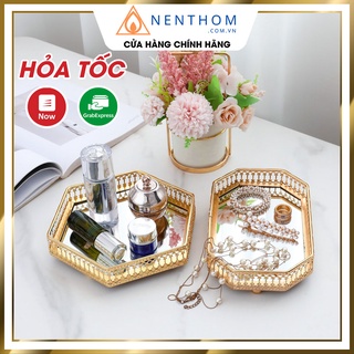 Khay Lục Giác, Bát Giác Mặt Kính Dựng Phụ Kiện Nến Thơm Đa Năng Trang Trí Nhà Đẹp - K06