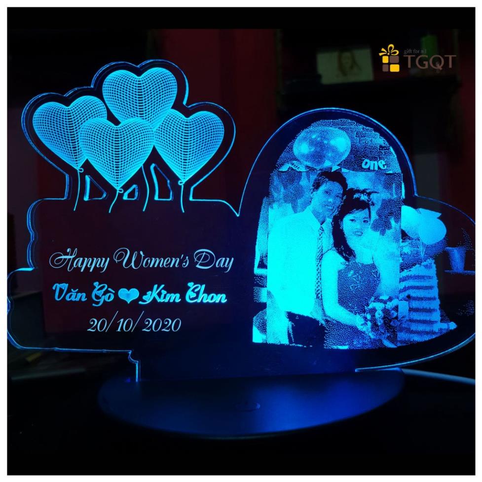 Quà Cưới Tặng Cô Dâu Chú Rể Ý Nghĩa - Đèn Ngủ 3D Để Bàn Khắc Hình Và Chữ Theo Yêu Cầu