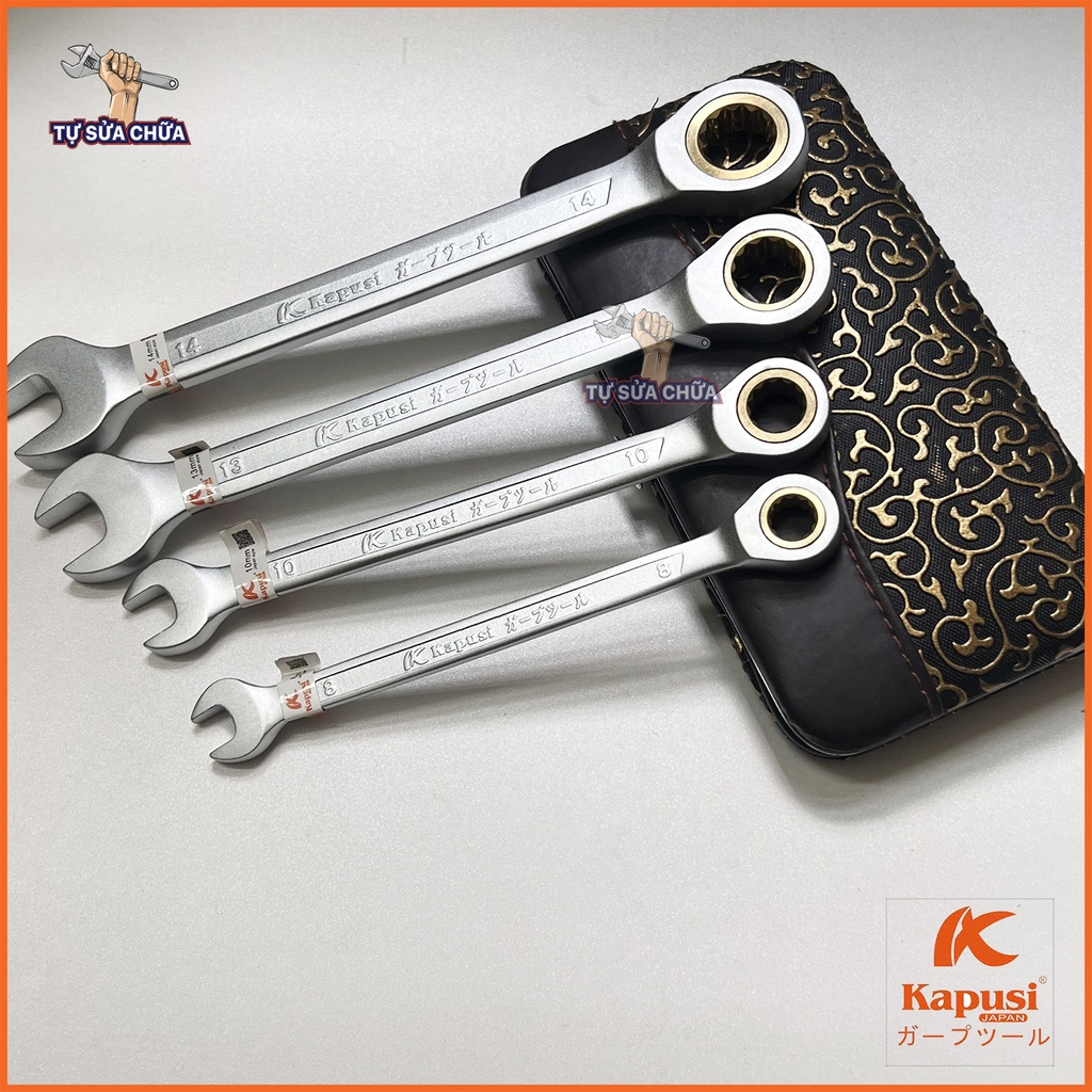 Cờ lê vòng miệng tự động chính hãng Kapusi làm từ thép CR-V siêu cứng, có thể xoay 360 độ với 72 bánh cóc