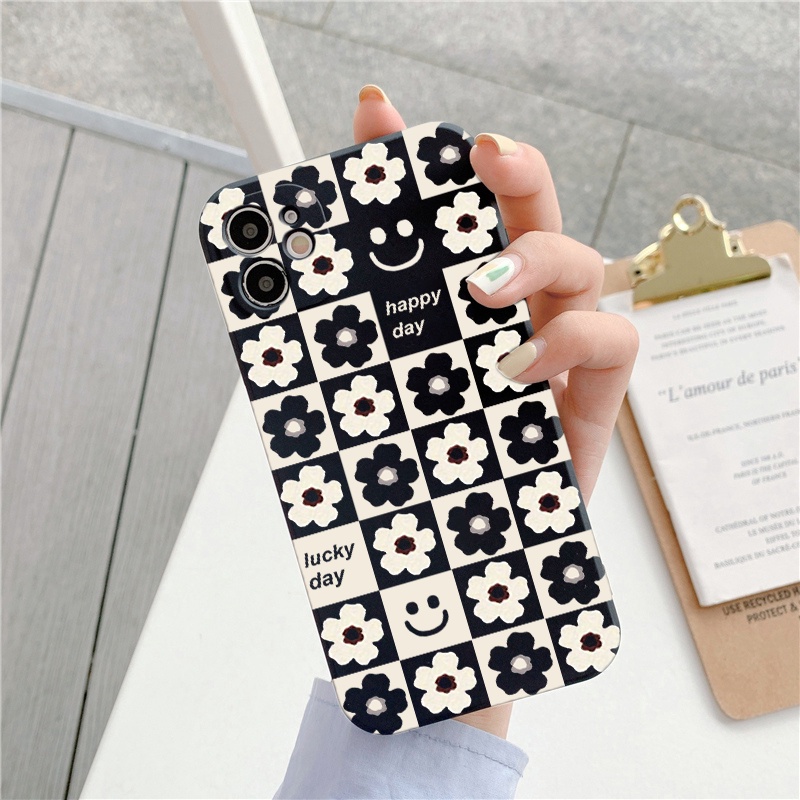 Ốp lưng iphone Hoa caro ốp viền vuông chống sốc iphone 6splus/7/7plus/8/8plus/x/xr/xs/11/12/pro/max/plus/13promax e195