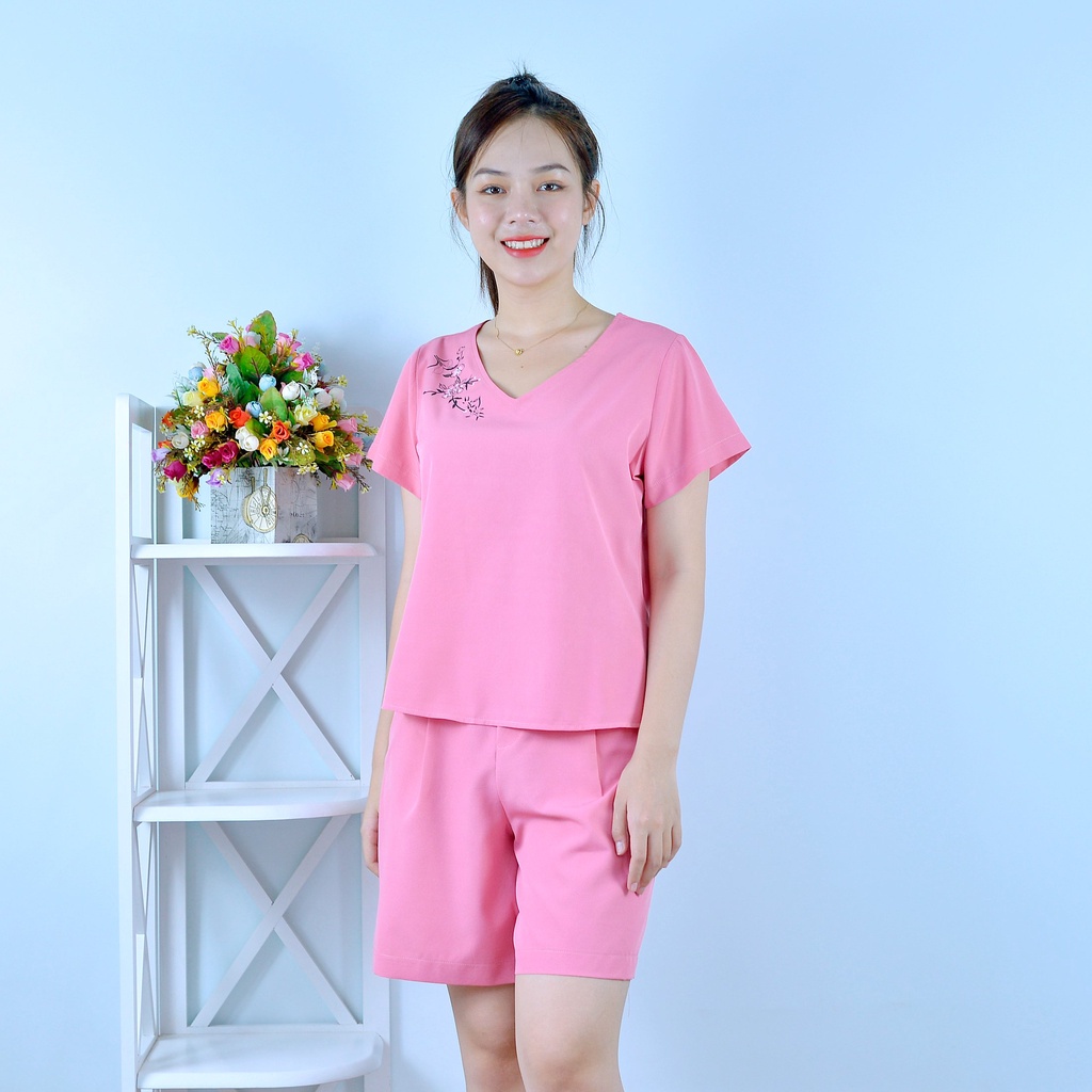 Bộ đồ nữ MÀU HỒNG ĐẬM IN HOA VAI SIÊU XINH   - vải lụa cao cấp - Cực Kì Sang Chảnh - Qúy phái