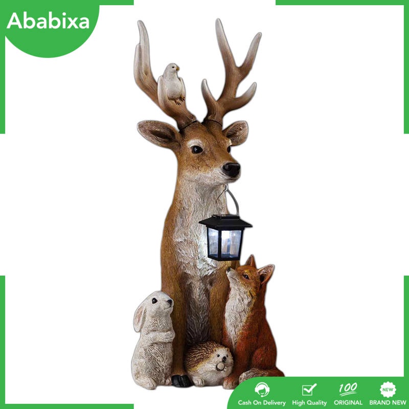 [Ababixa] Tượng Điêu Khắc Nghệ Thuật Hình Hươu Năng Lượng Mặt Trời Thiết Kế Đơn Giản Bằng Nhựa Resin Làm Quà Lưu Niệm Trang