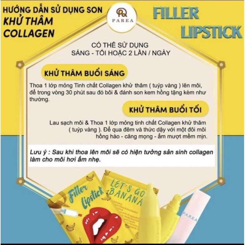 [ HÀNG CÔNG TY] Son filler Khử Thâm Collagen Son Chuối Banana fliller Lipstick TẶNG 01 Son Kem Siêu Lì P.A.R.E.A