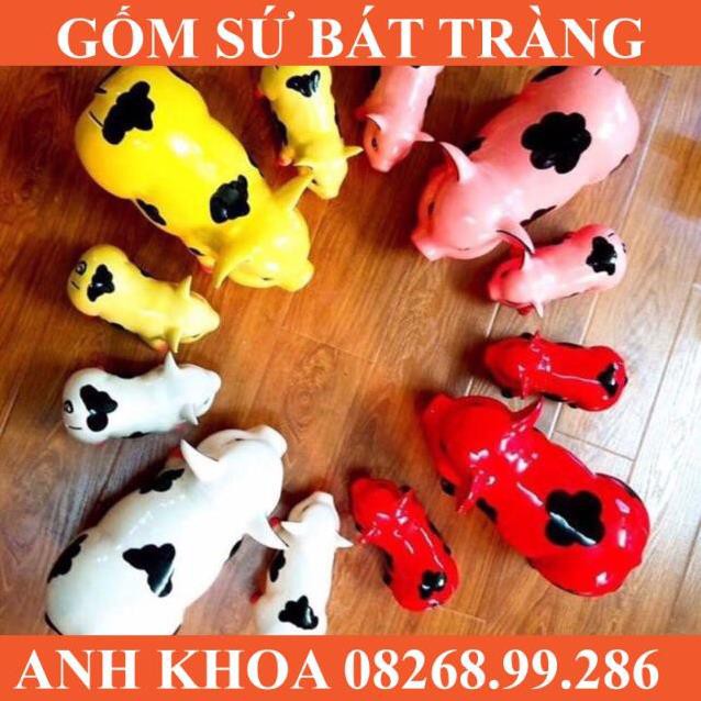 Heo đất tiết kiệm mẹ con - Gốm sứ Bát Tràng Anh Khoa