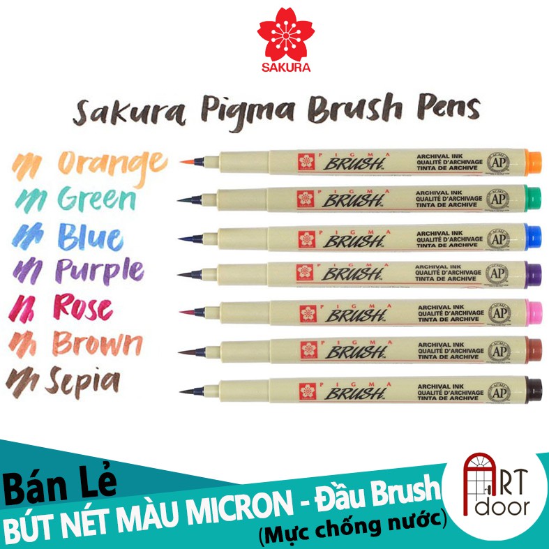 [ARTDOOR] Bút đi nét Màu MICRON SAKURA đầu Brush (bán lẻ)