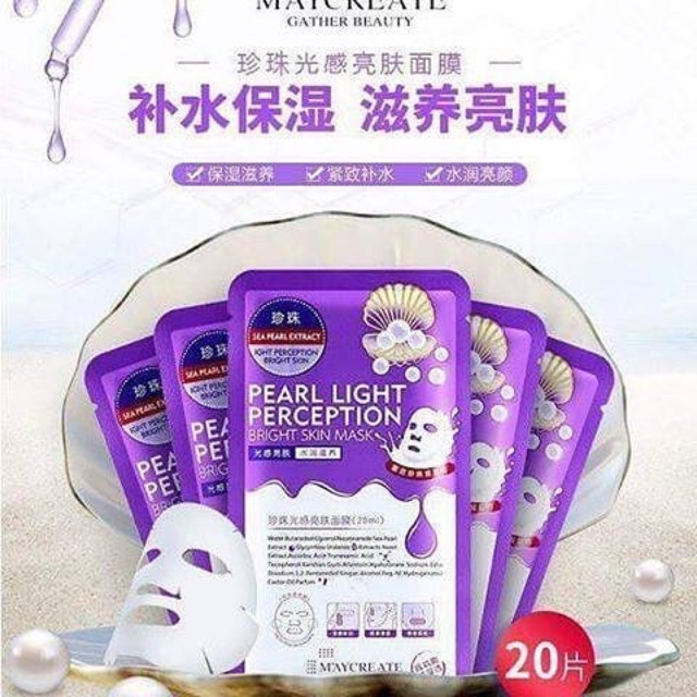 COMBO 10 Mặt nạ dưỡng ẩm, làm trắng da PEARL LIGHT PERCEPTION chiết xuất từ tinh chất ngọc trai giúp mờ thâm da