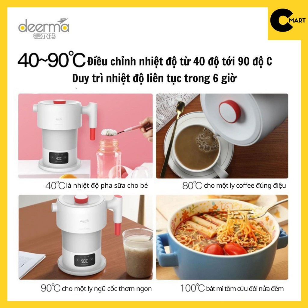 Ấm Siêu Tốc Gấp Gọn Deerma DH206-DH207 Dung Tích 0,6L [CMART GIA DỤNG TIỆN ÍCH]
