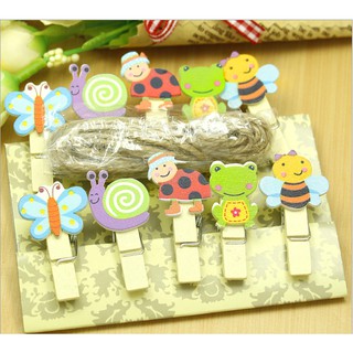 Bộ kẹp gỗ treo ảnh trang trí  hình thú nhỏ