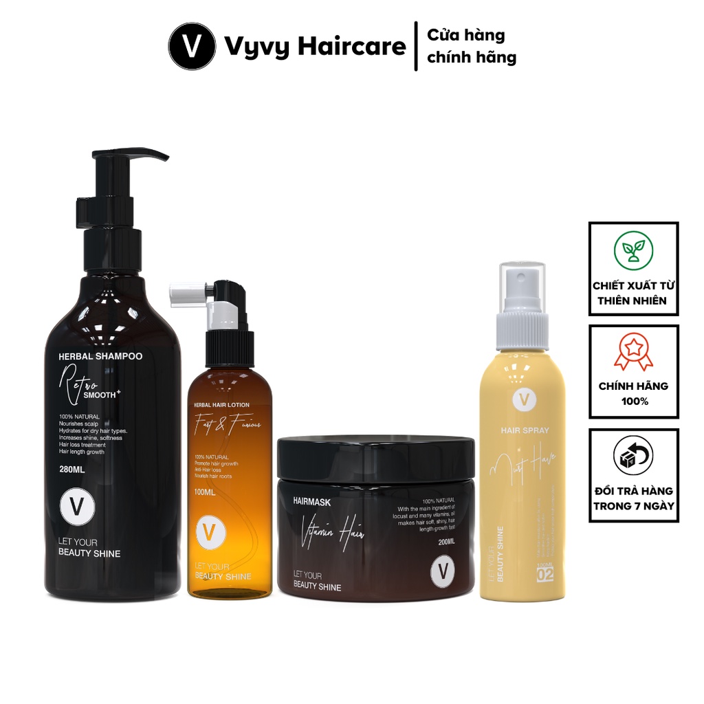 Bộ sản phẩm dưỡng kích mọc tóc bóng khỏe mềm mượt vô nếp combo 12 vyvyHaircare V 730ml