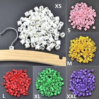 Set 50 nút nhựa gắn móc in size quần áo XXS-5XL kích thước 3.5*7cm