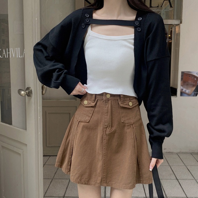 Áo Cardigan Dệt Kim Tay Dài Dáng Rộng Màu Sắc Thanh Lịch Cho Nữ