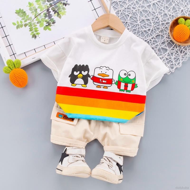 Bộ áo thun tay ngắn và quần đùi in họa tiết hoạt hình dành cho trẻ em
