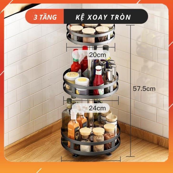 Kệ Đựng Gia Vị 2,3 Tầng Xoay 360 Độ BELLEVIE Kệ Để Đồ Bếp Đa Năng,Tiện Dụng, Thiết Kế Vuông Tròn