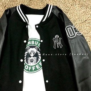 Áo khoác bomber (phối da)