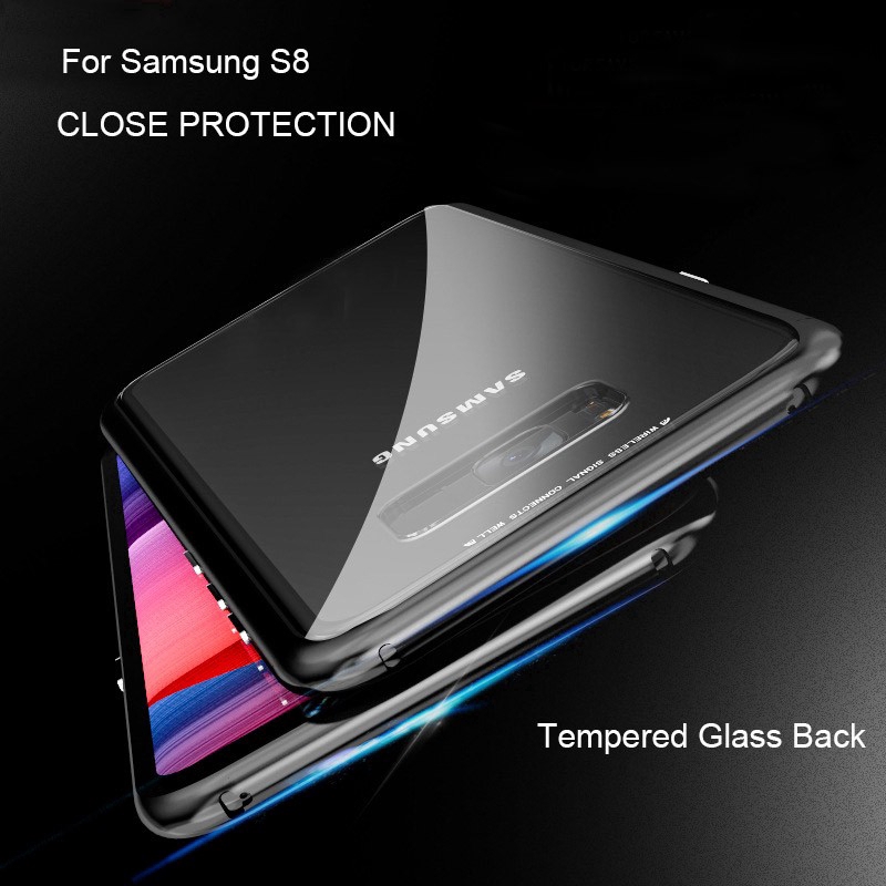 Ốp điện thoại mặt kính thiết kế kim loại từ tính Samsung Galaxy S10 Plus Note 9 8 S9 S8 Plus S7