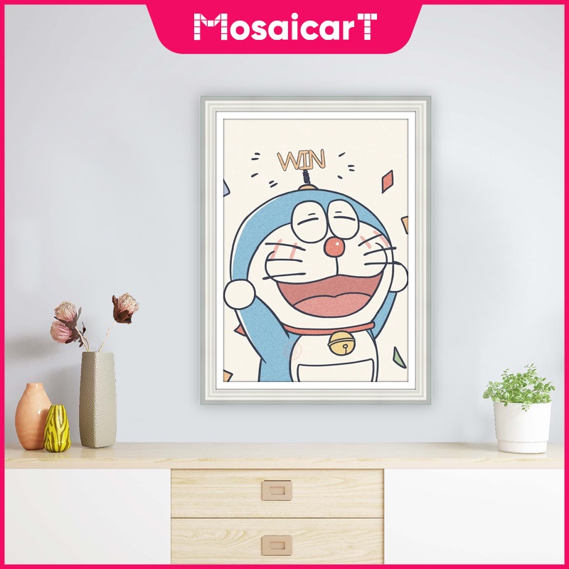 Bộ Tranh Đính Đá 5D Tự Làm 30x40cm / 40x50cm Hình Doraemon Trang Trí Nhà Cửa