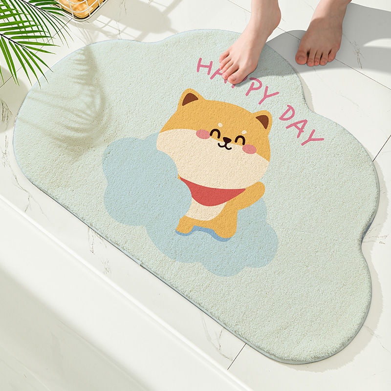 Thảm lót cửa chùi chân Chống Trượt Thấm Hút Tốt In Họa Tiết Hoạt Hình Dễ Thương Trang Trí Nhà Cửa