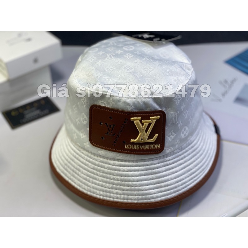 mũ bo bucket nón vành Hàn Quốc viền da vành logo thời trang nữ