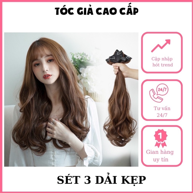 TÓC GIẢ KEPH SÉT GỒM 3 DÃI KẸP XOĂN , XÙ VÀ THẲNG ❇️FREESHIP ❇️