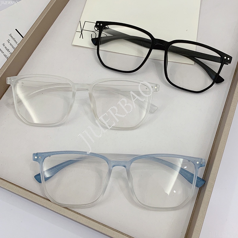 Mắt Kính Gọng Vuông Lớn Tròng Trong Suốt Chống Bức Xạ Phong Cách Hàn Quốc Mới Unisex