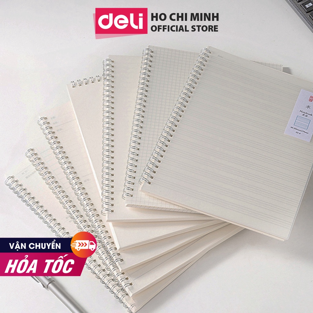 Sổ tay ghi chép bìa nhựa khổ A5 Deli 60 trang  - Giấy kẻ ngang/kẻ ô vuông - 1 quyển - LPA560