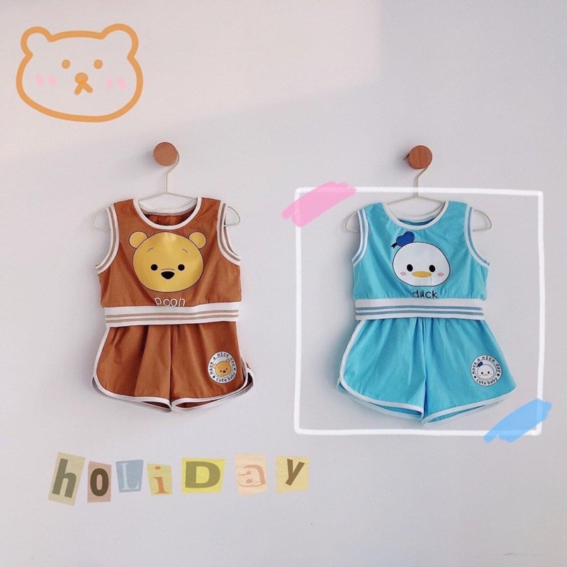 Bộ ba lỗ cho bé trai bé gái họa tiết dễ thương cotton loại 1
