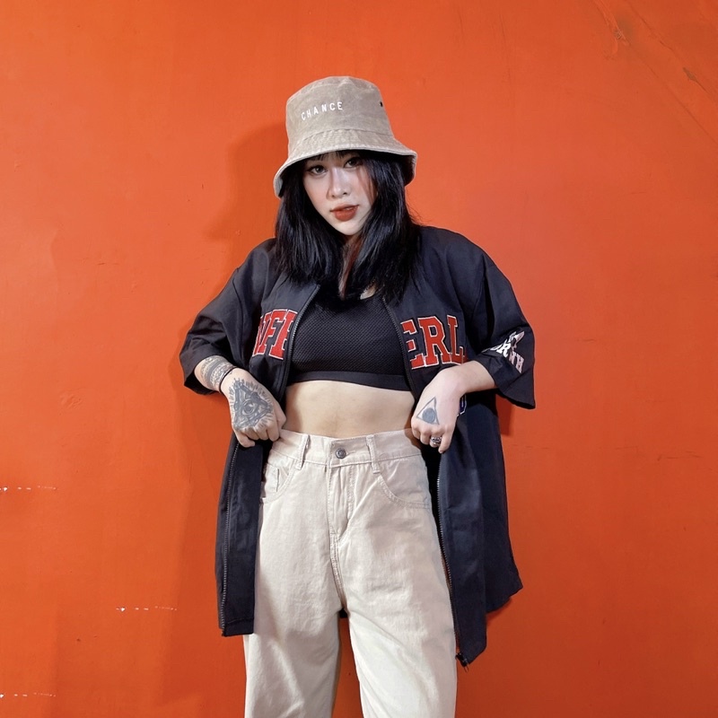 Áo khoác bóng chày chất liệu kaki chữ thêu xịn sò