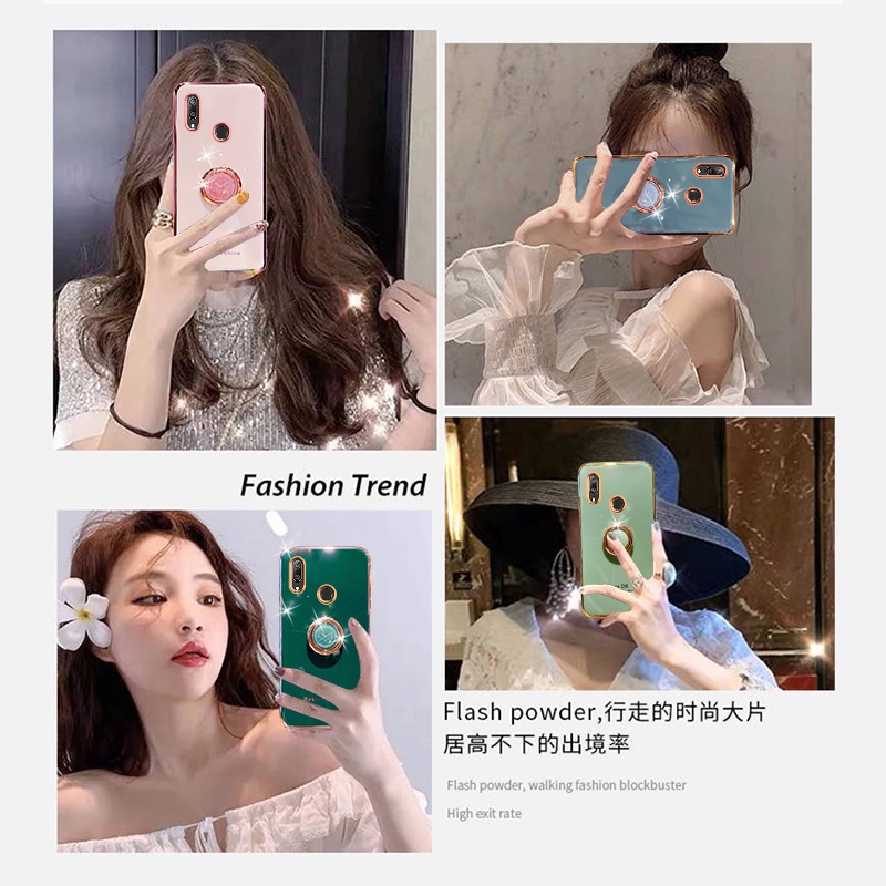 Ốp điện thoại đính kim tuyến có vòng đỡ nam châm cao cấp cho Huawei Y7 Pro Y6P Y5 Y9 Prime 2019 Y6 Pro 2019