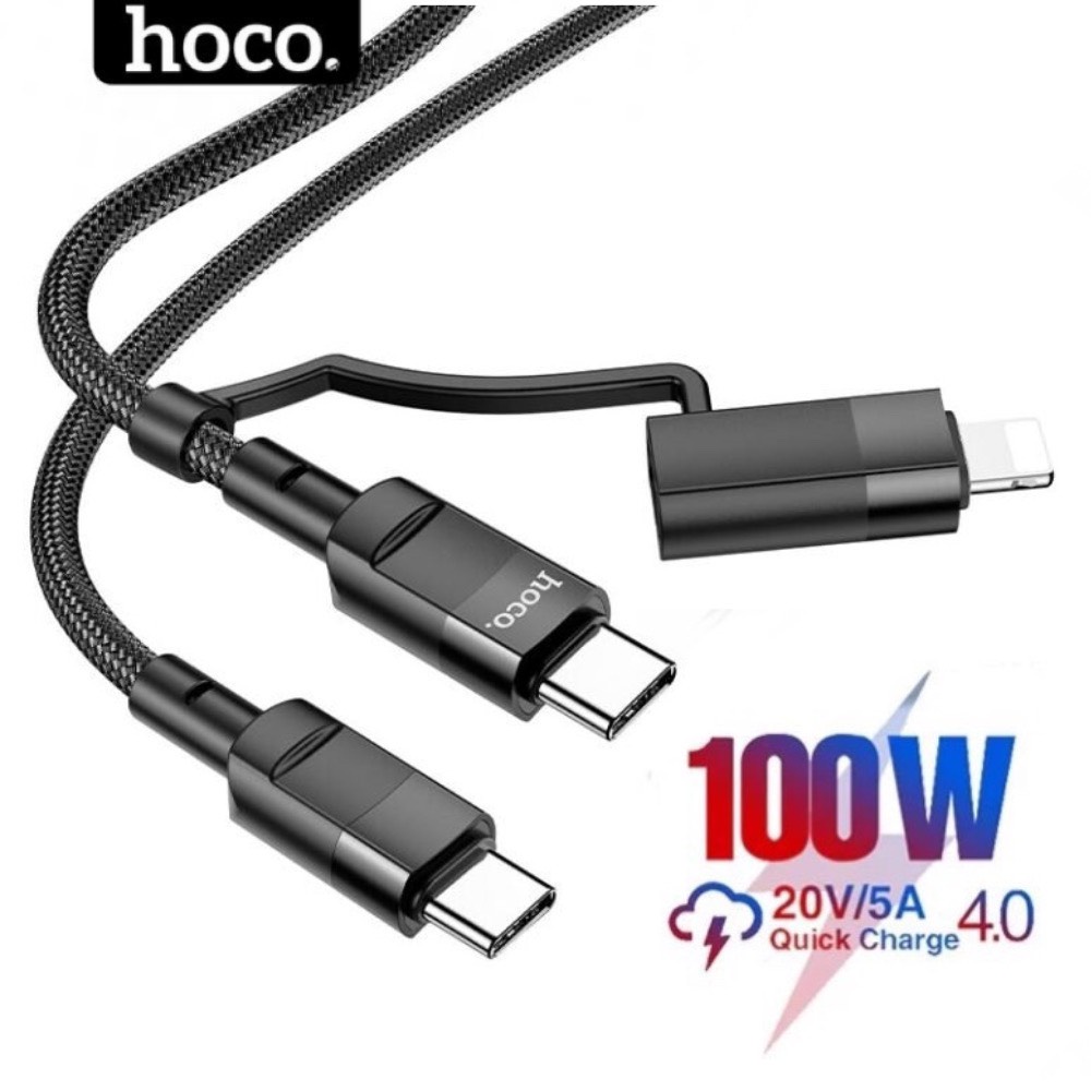 Dây sạc nhanh ip 2 đầu HOCO - Cáp type c to typec 100w hỗ trợ 20w dùng cho iphone samsung .. hocomall