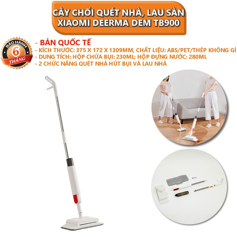 [Bản quốc tế] Cây chổi quét nhà, lau sàn Xiaomi Deerma DEM TB900 - Bảo hành 6 tháng - Shop Thế Giới Điện Máy