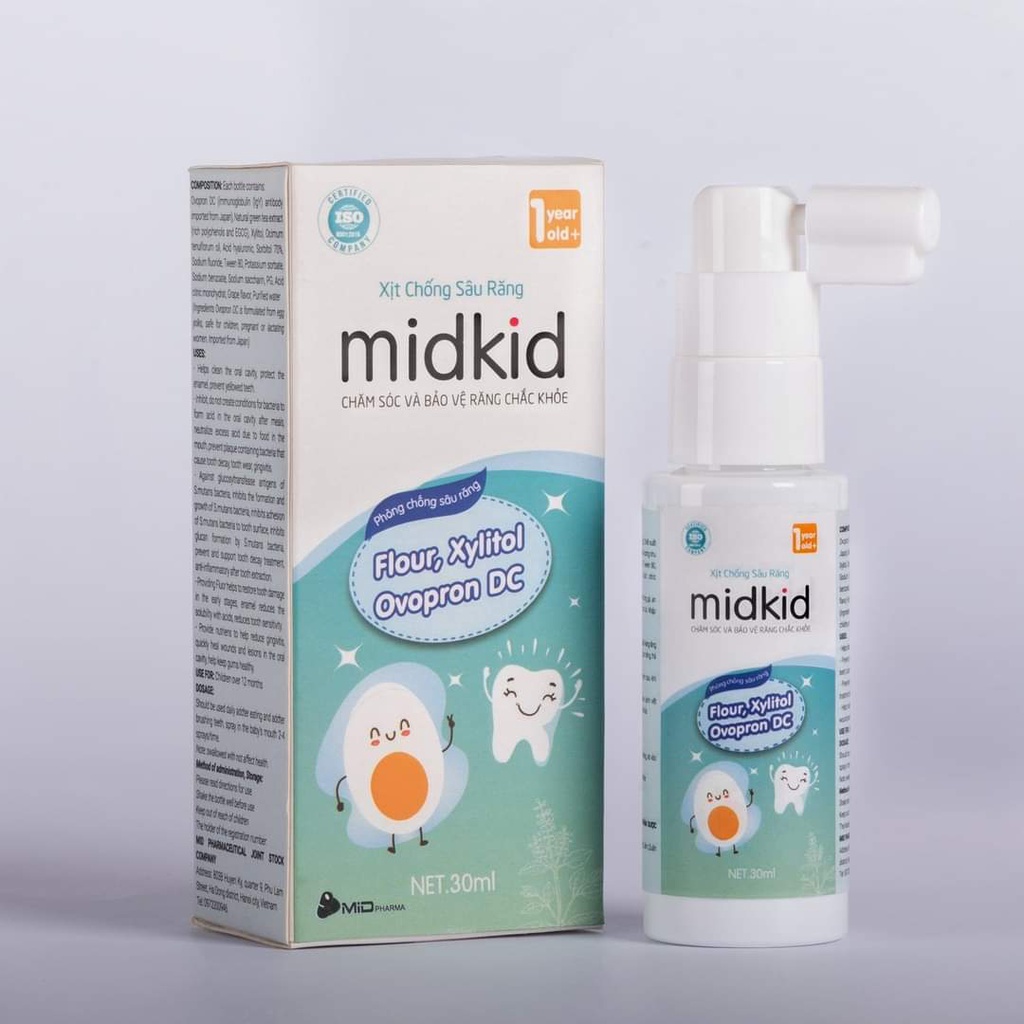 Xịt chống sâu răng midkid cho bé từ 1 tuổi trở lên,  tặng kèm quà cho bé
