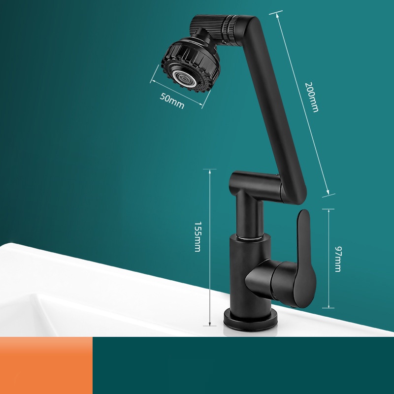 [Mẫu Mới 2022] Vòi lavabo nóng lạnh Inox 304 xoay 720 độ đa chiều với 8 hướng xoay tiện dụng Sơn Tĩnh Điện Đen cao cấp