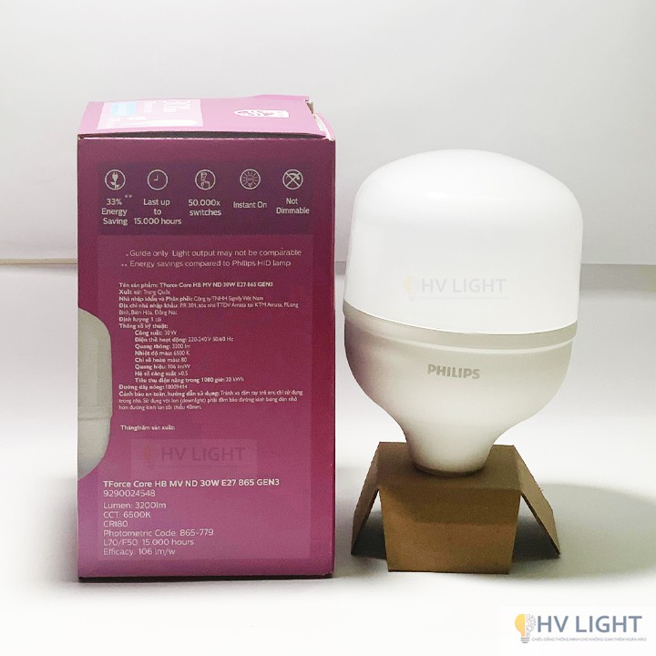 Bóng Philips Led bulb trụ 30W E27 Gen3 - HÀNG CHÍNH HÃNG