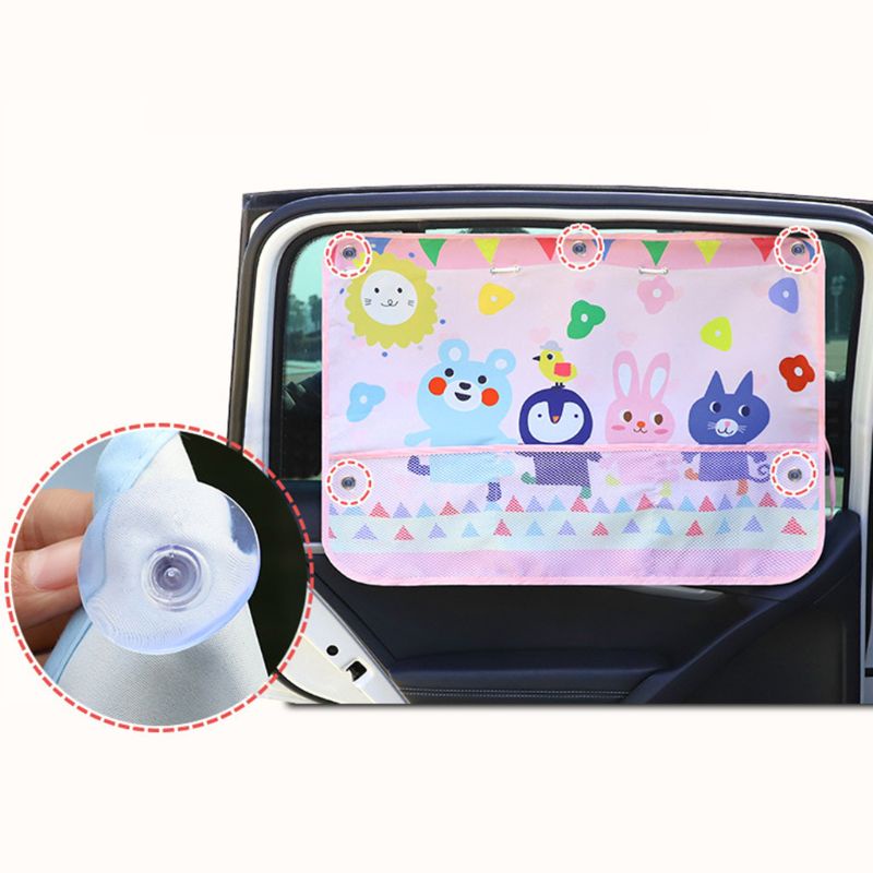Tấm che nắng in họa tiết hoạt hình gắn kính chắn gió xe hơi cho bé