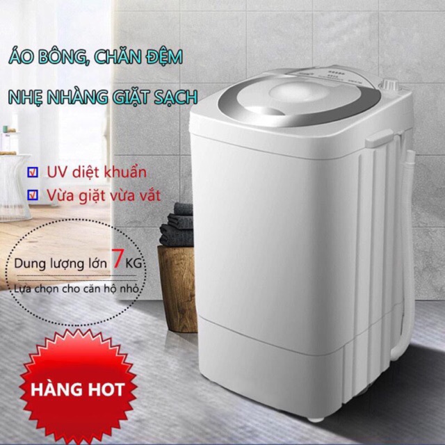 Máy giặt mini bán tự động cho nhà ít người và đồ em bé giặt tối đa 6,5kg