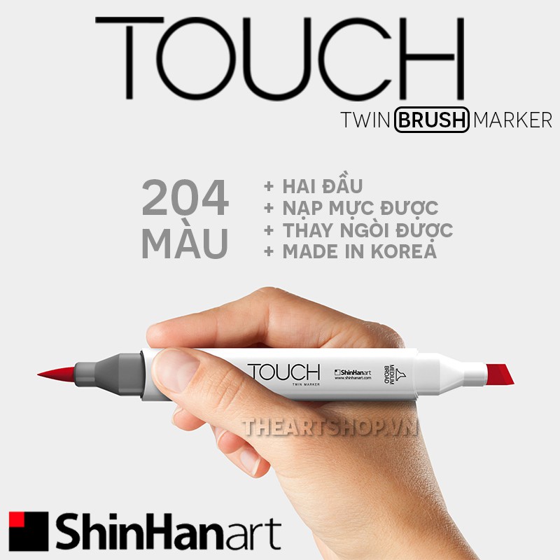 [THEARTSHOP] (P5 - Tông xám) Bút marker TOUCH TWIN &amp; BRUSH - SHINHAN ART (Bán lẻ)