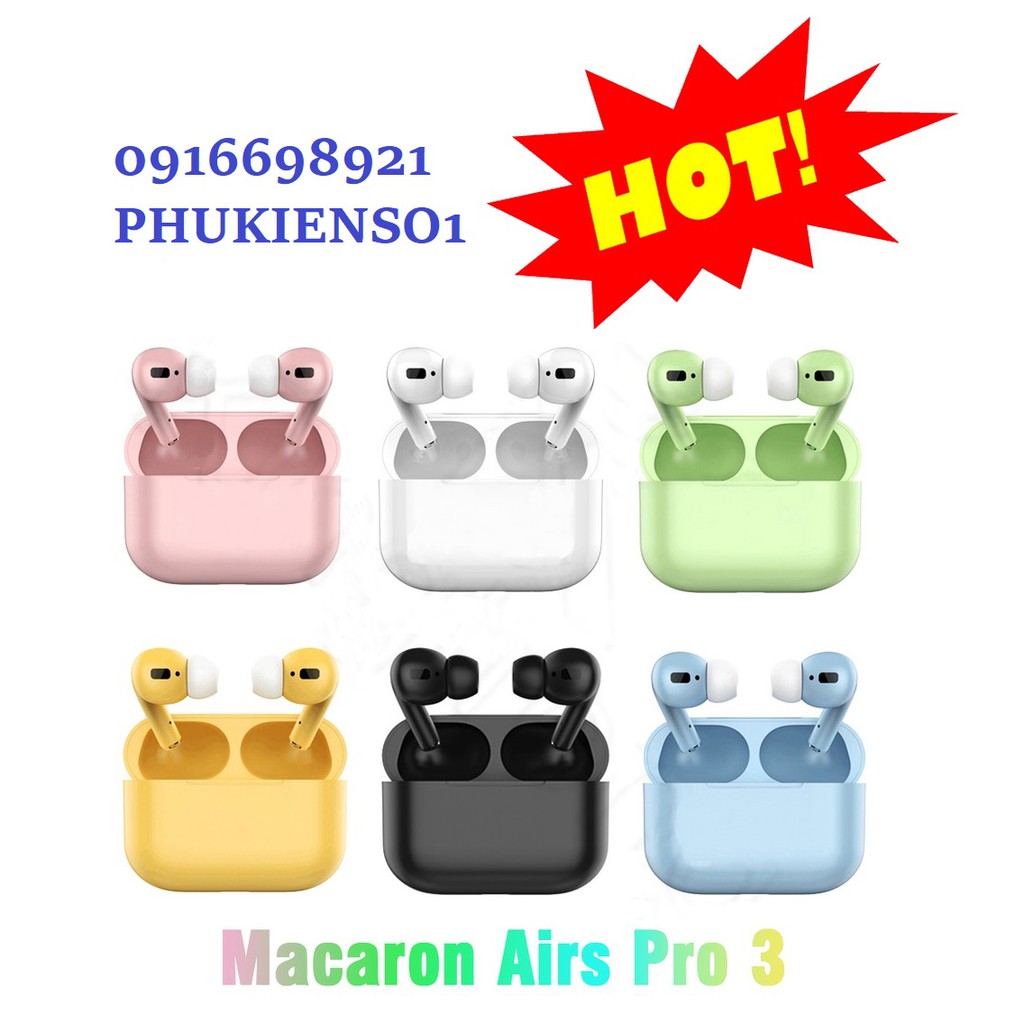 Tai Nghe inpods PRO ĐEN Macaron Airs Pro Bluetooth Wireless Earphone Headset Earbuds xtra bass