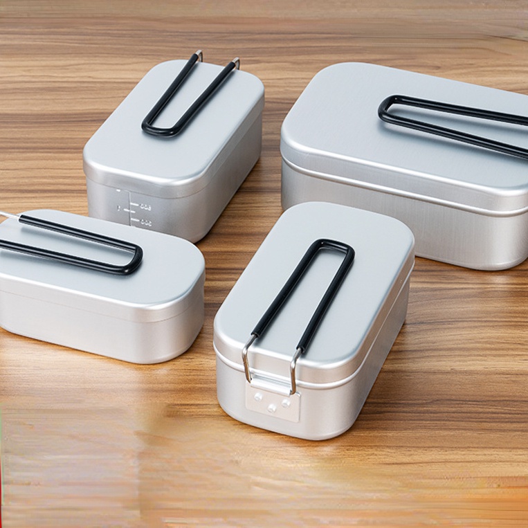 Hộp Đựng Cơm Trưa Hình Vuông Bằng Nhôm Phong Cách Nhật Bản