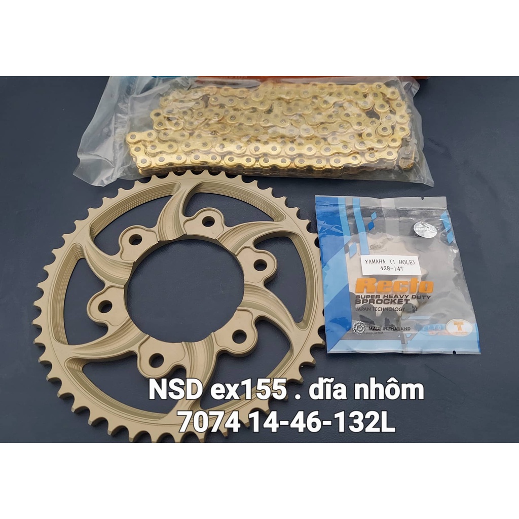 NSD dĩa nhôm 7075 kèm nhong sên RECTO EXCITER 155 14-46-132L