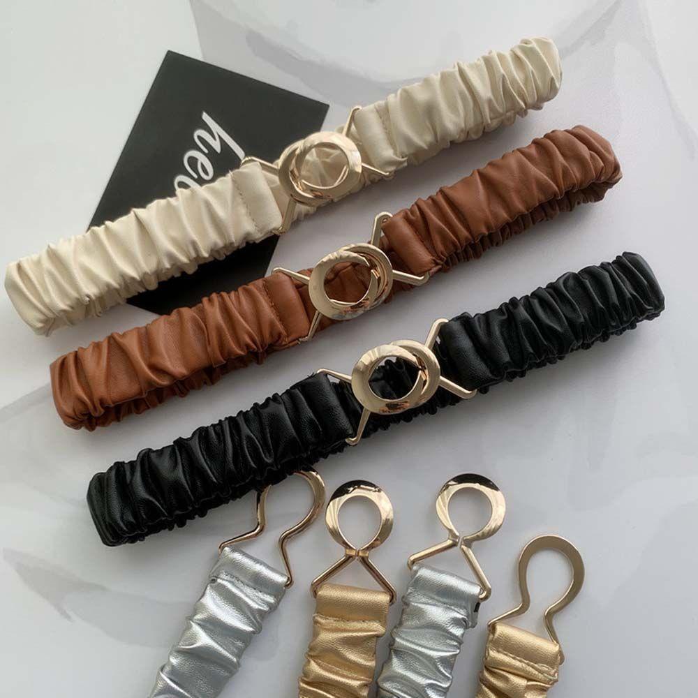 DANES Thắt Lưng Khóa Kim Loại Tròn Màu Sắc Đơn Giản Phong Cách Vintage