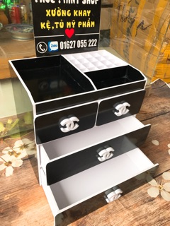 tủ đựng mỹ phẩm 4 tầng đen