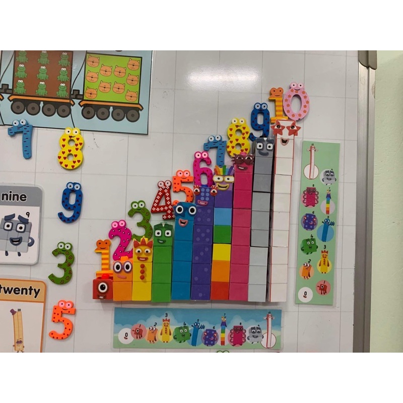 Bộ thẻ 20 số numberblock cho bé học toán có dán bảng từ
