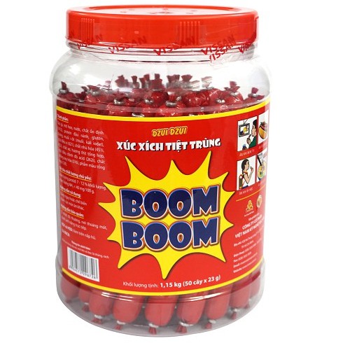 Xúc xích ăn liền boom boom lọ 50 cây x 23 g